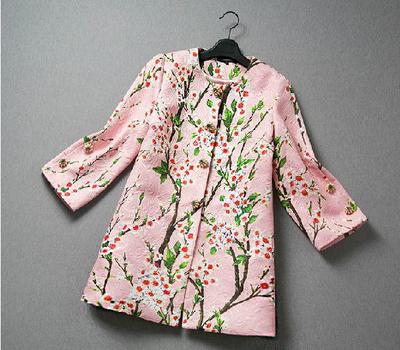 歐美秋季新款風(fēng)衣外套 時(shí)尚印花與中袖中長的完美融合